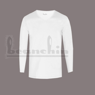 丝光棉V领长袖上衣13E03